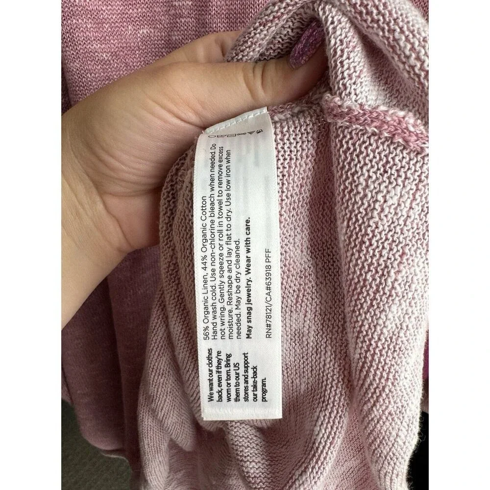 Eileen Fisher Women's Pink Organic Linen Cotton Blend Long Sleeve Sweater Medium